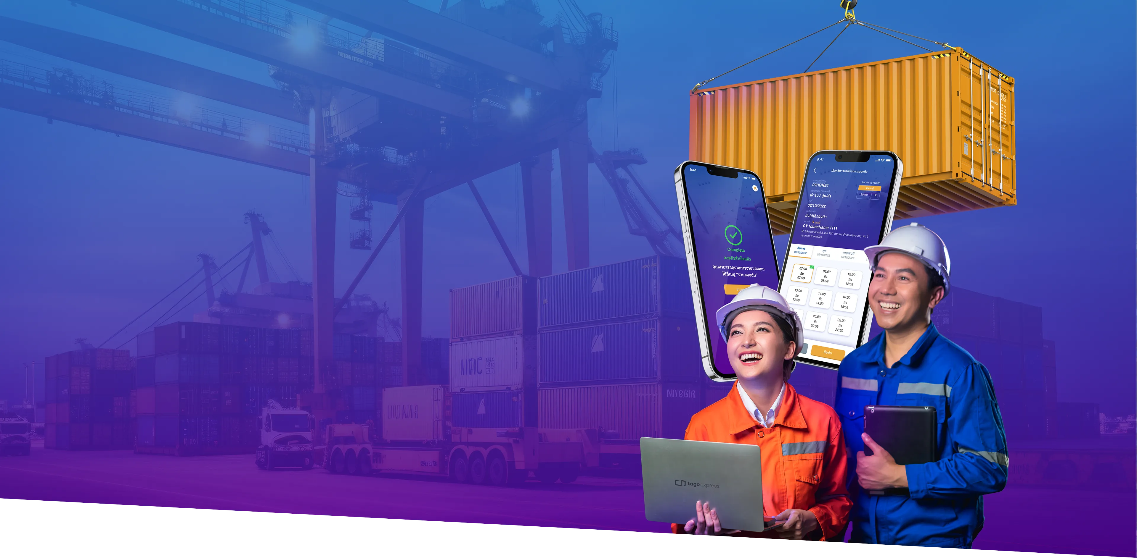 TAGO Express container logistics operations at a Thai yard